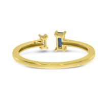 14K Yellow Gold Sapphire and Diamond Baguette Duo Ring