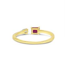 14K Yellow Gold Octagon Ruby and Pear Diamond Duo Ring