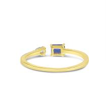 14K Yellow Gold Octagon Sapphire and Pear Diamond Duo Ring