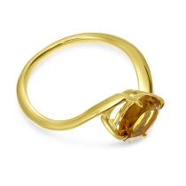 14K Yellow Gold Oval Citrine Swirl Semi Precious Ring