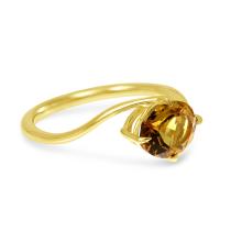 14K Yellow Gold Oval Citrine Swirl Semi Precious Ring
