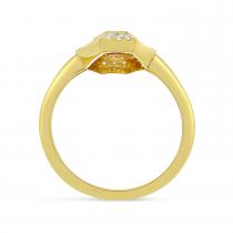 14K Yellow Gold Oval Ruby Precious Hexagon Art Deco Ring