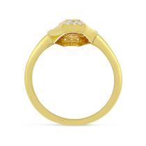 14K Yellow Gold Oval Ruby Precious Hexagon Art Deco Ring