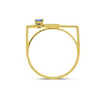 14K Yellow Gold Princess Sapphire with Diamond Stackable Ring