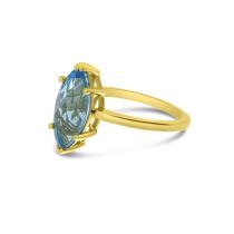 14K Yellow Gold Marquise Blue Topaz Semi Precious Ring