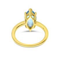 14K Yellow Gold Marquise Blue Topaz Semi Precious Ring