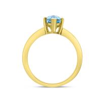14K Yellow Gold Marquise Blue Topaz Semi Precious Ring