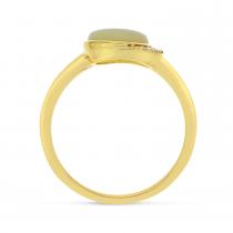 14K Yellow Gold Oval Opal and Diamond Ring