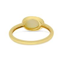 14K Yellow Gold Oval Opal and Diamond Ring