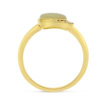 14K Yellow Gold Oval Opal and Diamond Ring