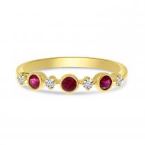 14K Yellow Gold Precious Ruby and Diamond Band