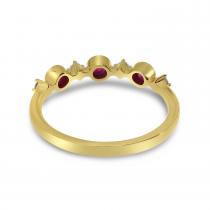 14K Yellow Gold Precious Ruby and Diamond Band
