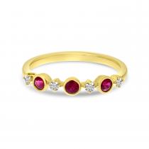 14K Yellow Gold Precious Ruby and Diamond Band