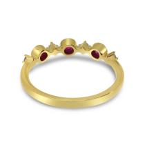 14K Yellow Gold Precious Ruby and Diamond Band