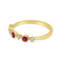 14K Yellow Gold Precious Ruby and Diamond Band