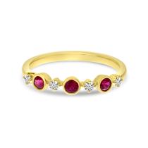 14K Yellow Gold Precious Ruby and Diamond Band