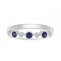 14K White Gold Precious Ruby and Diamond Band