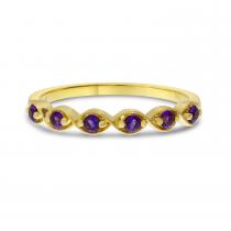 14K Yellow Gold Amethyst Semi Precious Band