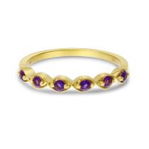 14K Yellow Gold Amethyst Semi Precious Band