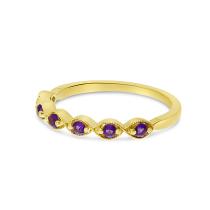 14K Yellow Gold Amethyst Semi Precious Band