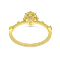 14K Yellow Gold Oval Opal and Diamond Semi Precious Ring