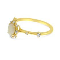 14K Yellow Gold Oval Opal and Diamond Semi Precious Ring