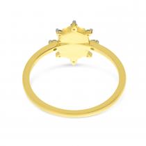 14K Yellow Gold Oval Opal with Diamond Halo Ring