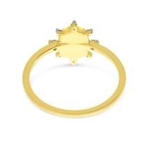 14K Yellow Gold Oval Opal with Diamond Halo Ring