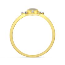 14K Yellow Gold Oval Opal with Diamond Halo Ring