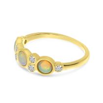 14K Yellow Gold Opal and Diamond Band