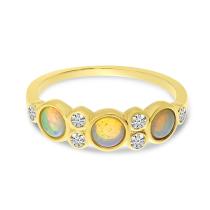 14K Yellow Gold Opal and Diamond Band