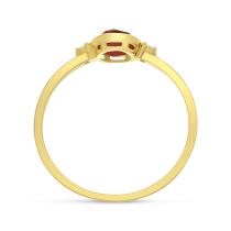 14K Yellow Gold Round Bezel Set Garnet with Diamond Ring