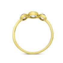 14K Yellow Gold Triple Oval Amethyst and Blue Topaz Bezel Set Ring