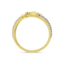 14K Yellow Gold Sapphire and Diamond 5 Band Precious Ring