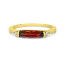 14K Yellow Gold East to West Baguette Garnet Semi Precious Ring