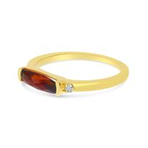 14K Yellow Gold East to West Baguette Garnet Semi Precious Ring
