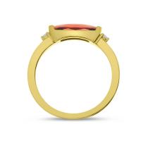 14K Yellow Gold East to West Baguette Garnet Semi Precious Ring