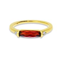 14K Yellow Gold East to West Baguette Garnet Semi Precious Ring