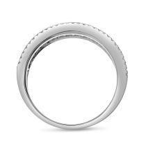 14K White Gold Baguette Aquamarine and Diamond Band