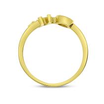 14K Yellow Gold Diamond Chai and Evil Eye Ring