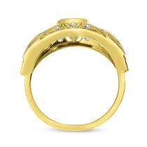 14K Yellow Gold Oval Ruby and Diamond Art Deco Precious Ring