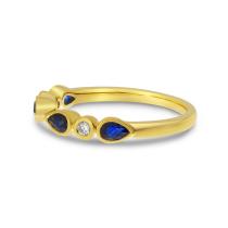 14K Yellow Gold Pear Sapphire and Diamond Precious Band