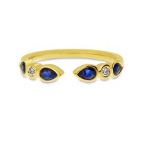 14K Yellow Gold Pear Sapphire and Diamond Precious Band
