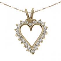 14K Yellow Gold Diamond Heart Pendant