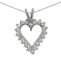 14K White Gold Diamond Heart Pendant