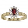 10k Yellow Gold Oval Garnet And Diamond Ring