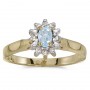 10k Yellow Gold Oval Aquamarine And Diamond Ring