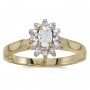 10k Yellow Gold Oval White Topaz And Diamond Ring