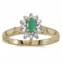 10k Yellow Gold Oval Emerald And Diamond Ring