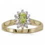 10k Yellow Gold Oval Peridot And Diamond Ring